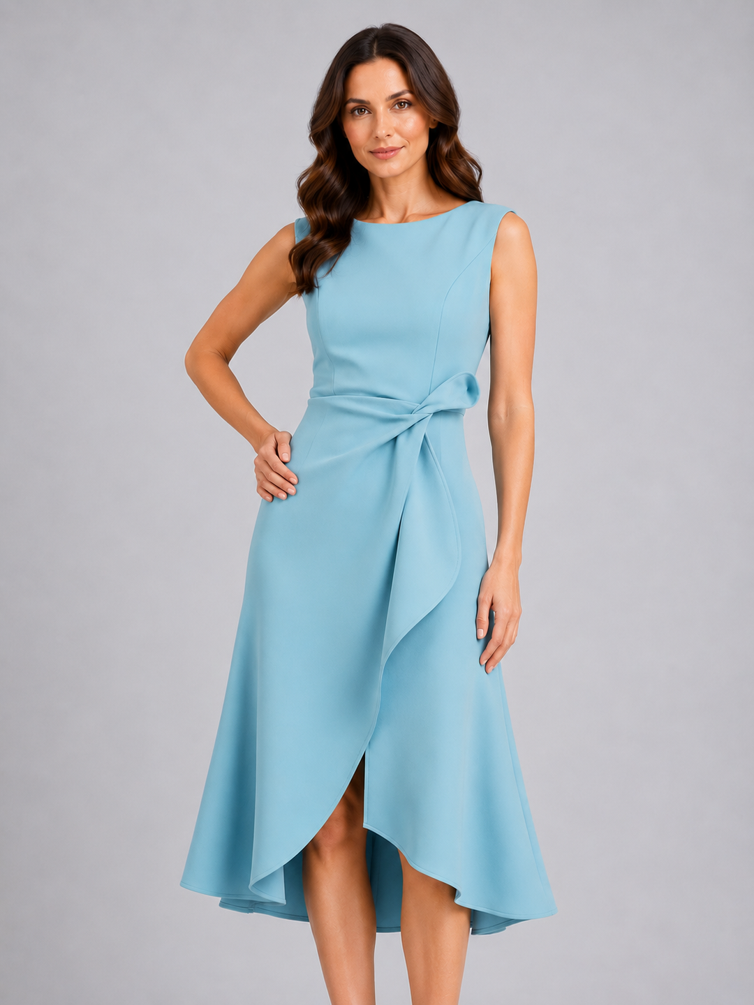 Ava | Refined Pleated Wrap Christmas Dress with Sculpted Waist