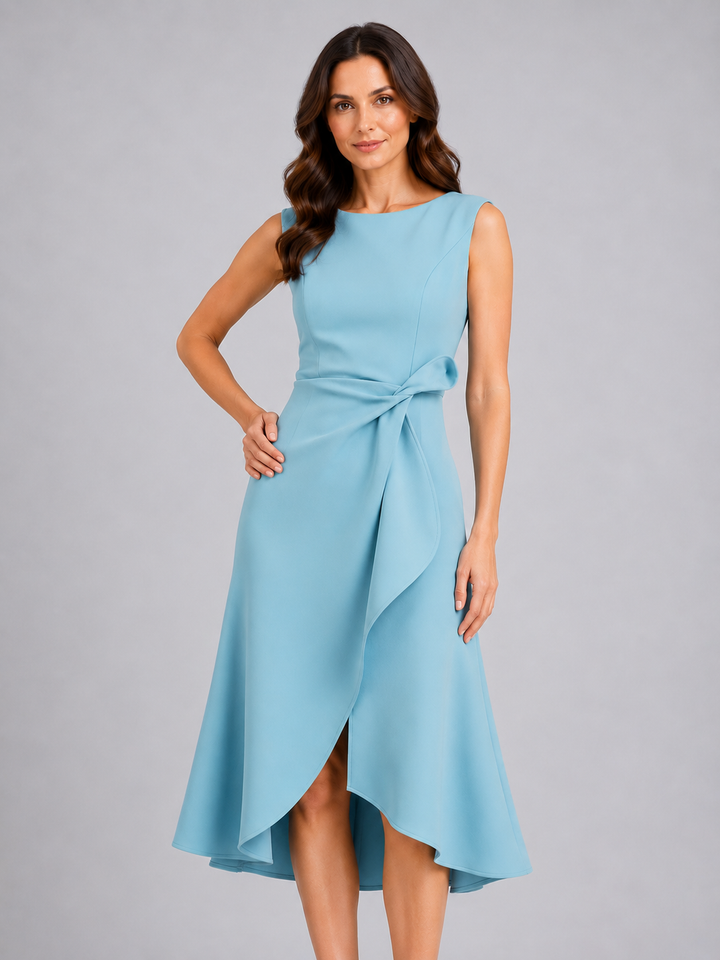 Ava | Refined Pleated Wrap Christmas Dress with Sculpted Waist
