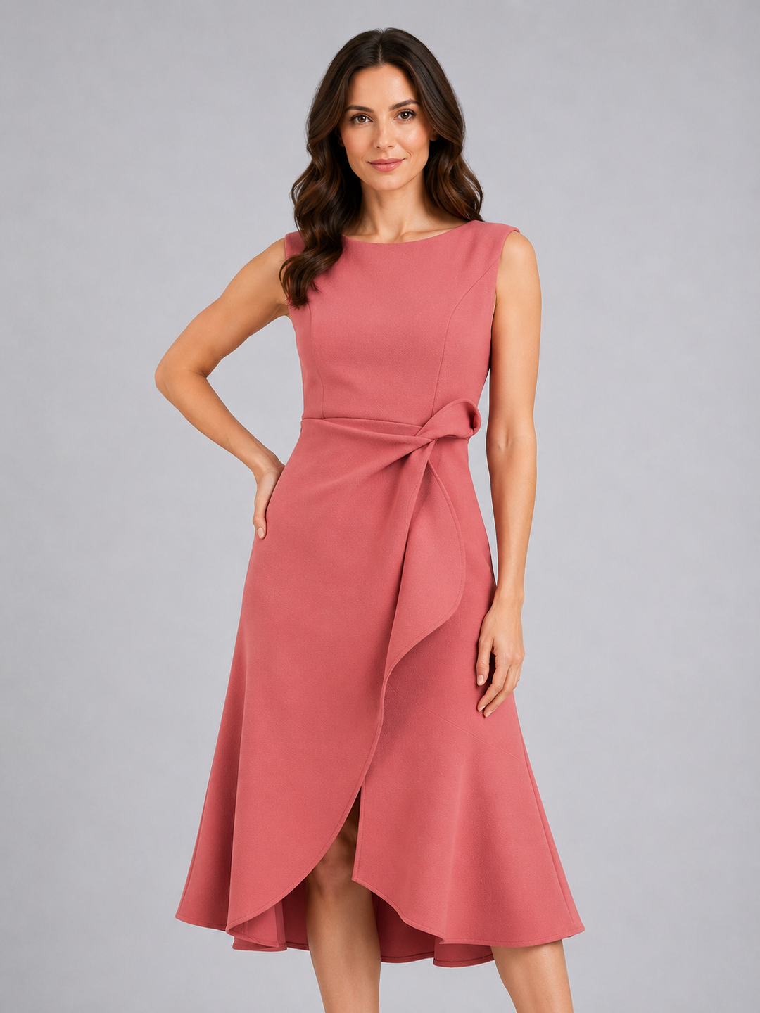 Ava | Refined Pleated Wrap Christmas Dress with Sculpted Waist