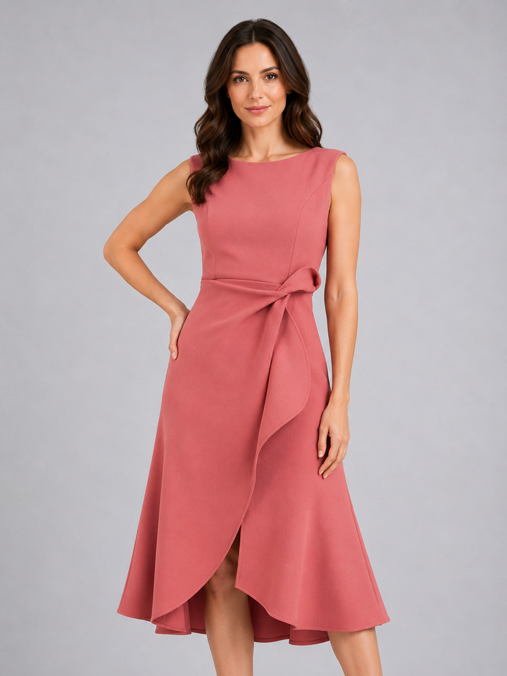 Ava | Refined Pleated Wrap Christmas Dress with Sculpted Waist