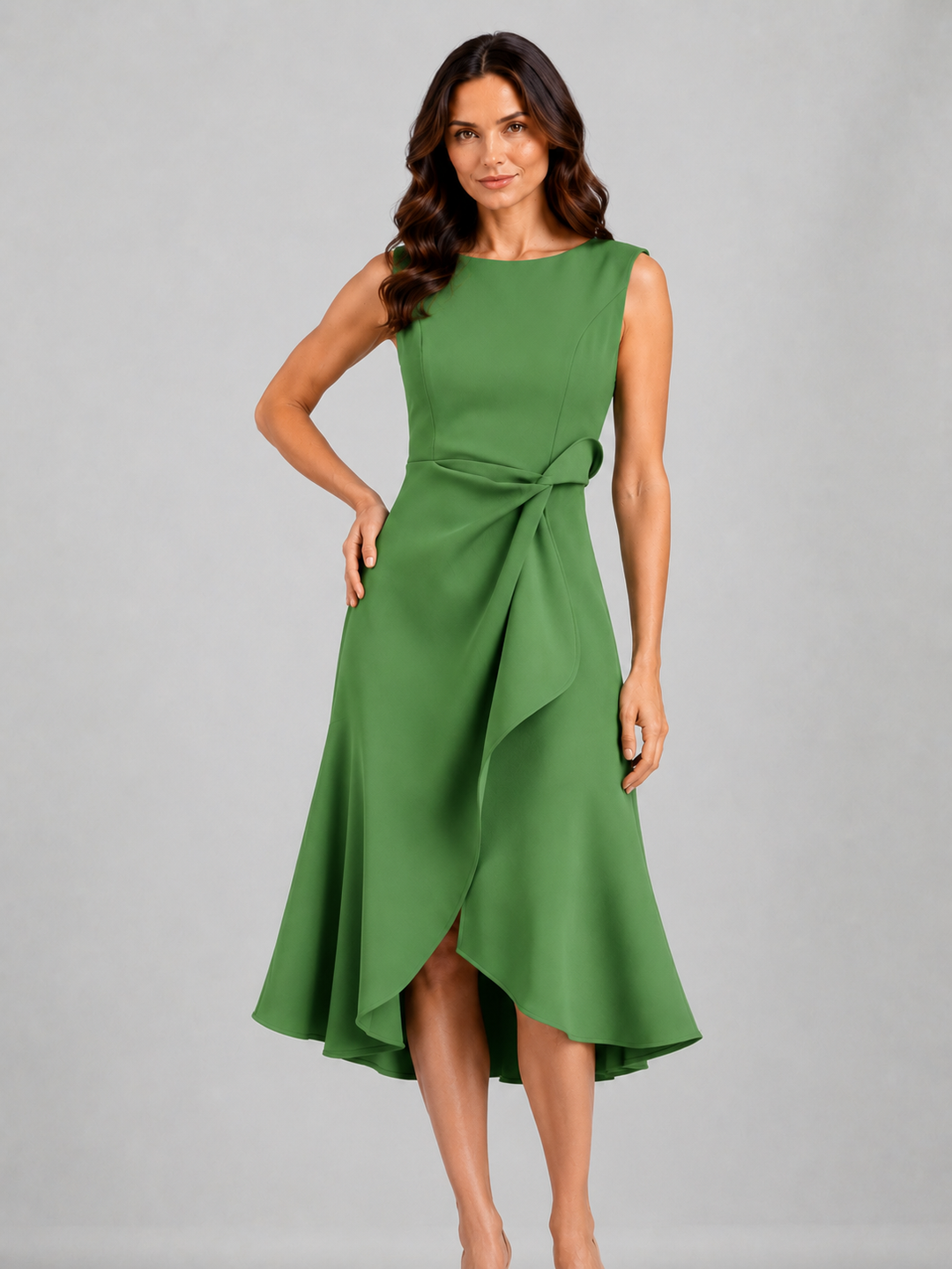 Ava | Refined Pleated Wrap Christmas Dress with Sculpted Waist