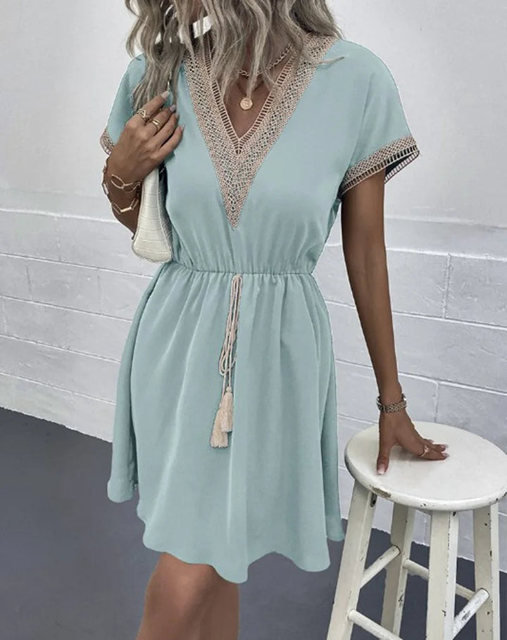 Ava | Stylish Boho Crochet Trim Casual Summer Dress