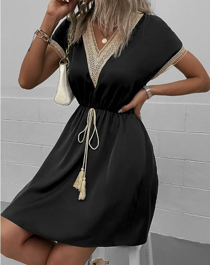 Ava | Stylish Boho Crochet Trim Casual Summer Dress