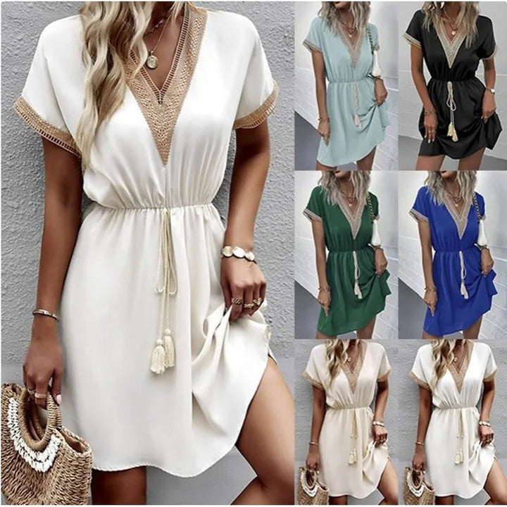 Ava | Stylish Boho Crochet Trim Casual Summer Dress