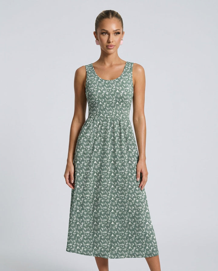 Ayla | Sophisticated Floral Print Halter Neck Summer Midi Dress