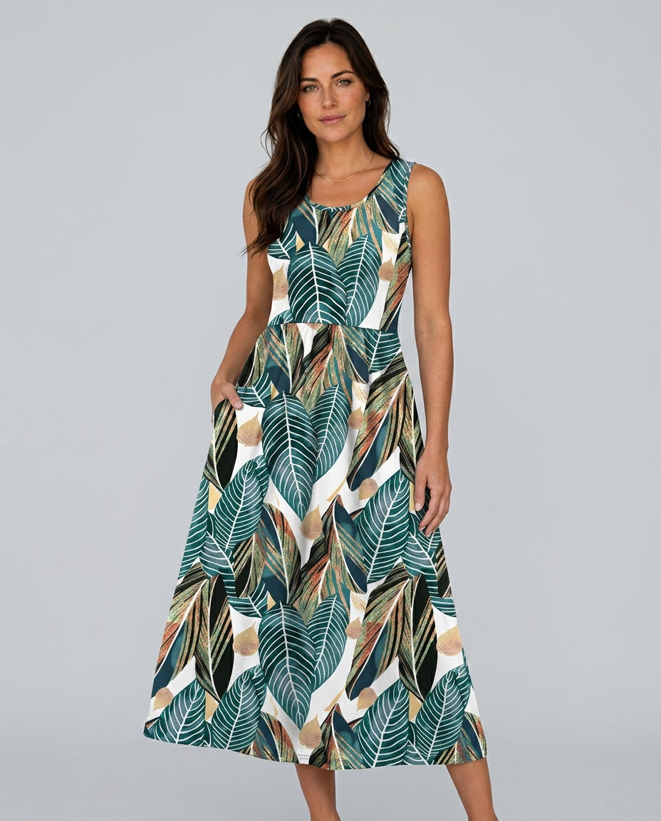 Ayla | Sophisticated Floral Print Halter Neck Summer Midi Dress