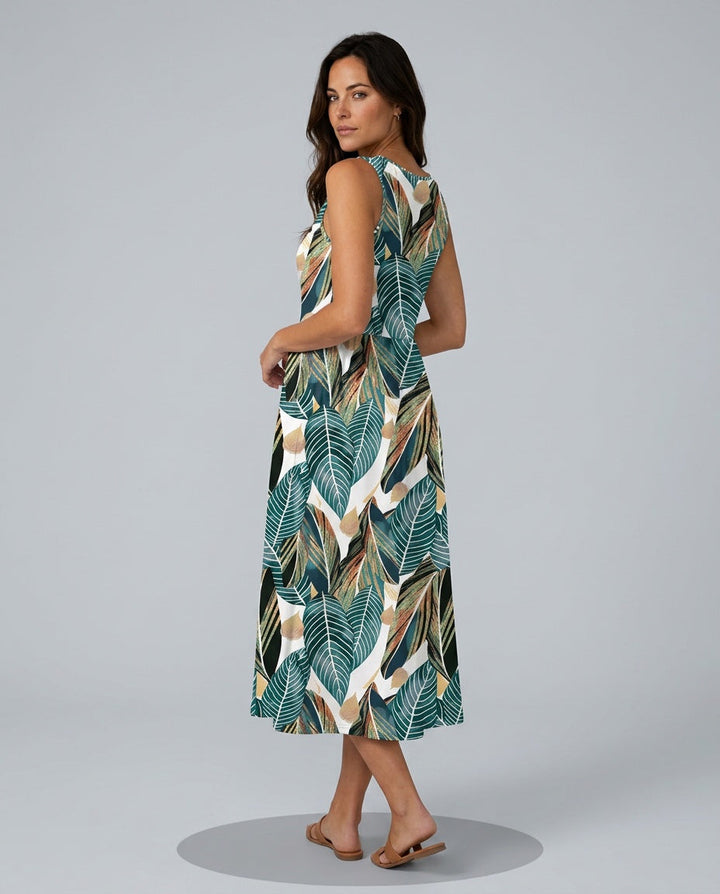 Ayla | Sophisticated Floral Print Halter Neck Summer Midi Dress