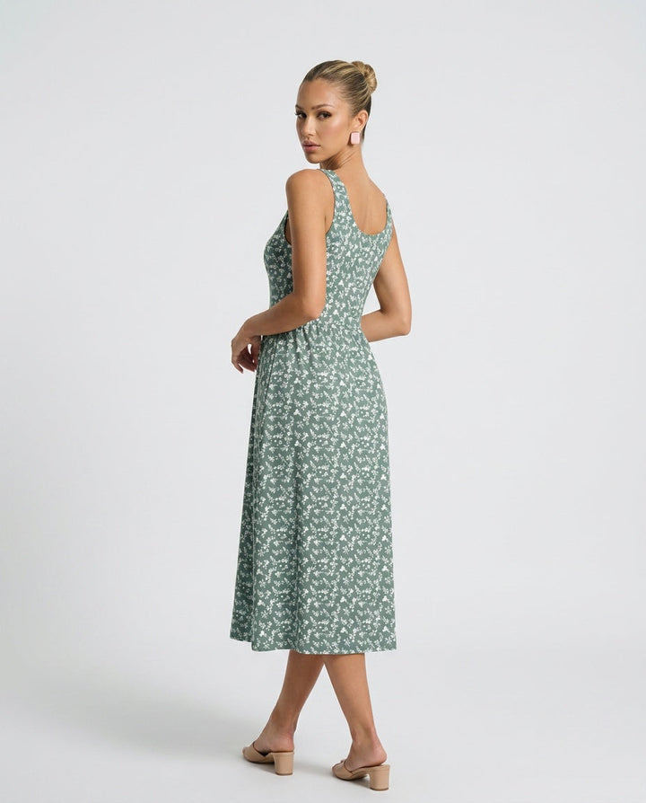 Ayla | Sophisticated Floral Print Halter Neck Summer Midi Dress