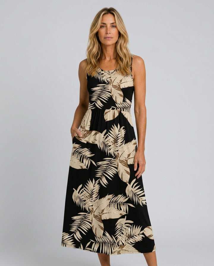 Ayla | Sophisticated Floral Print Halter Neck Summer Midi Dress