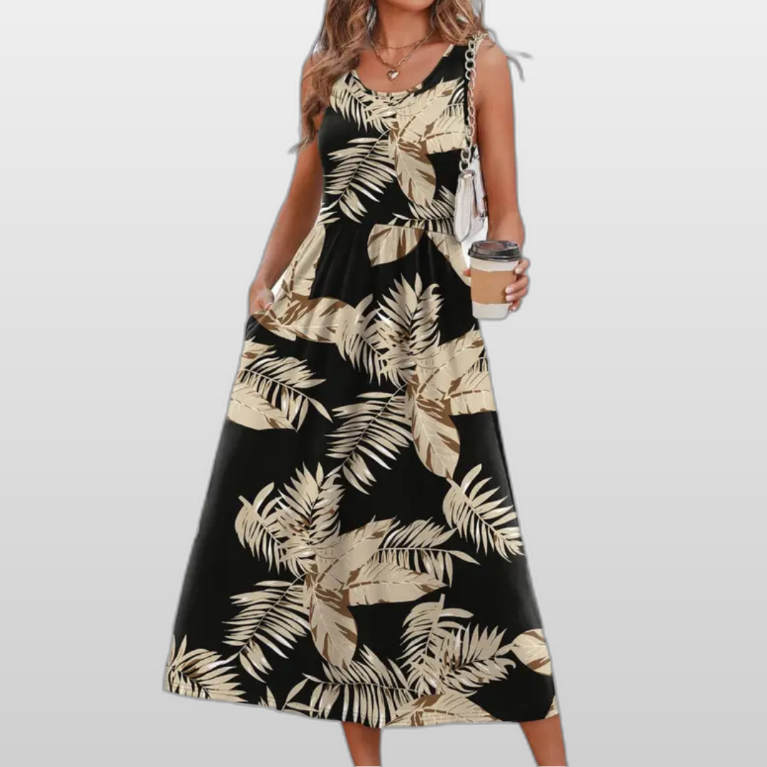 Ayla | Sophisticated Floral Print Halter Neck Summer Midi Dress