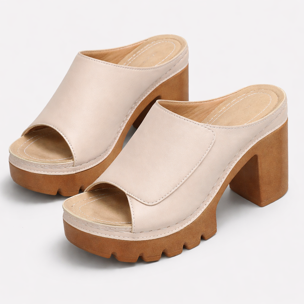 Ayla | Stylish Chunky Platform Block Heel Mule Sandals