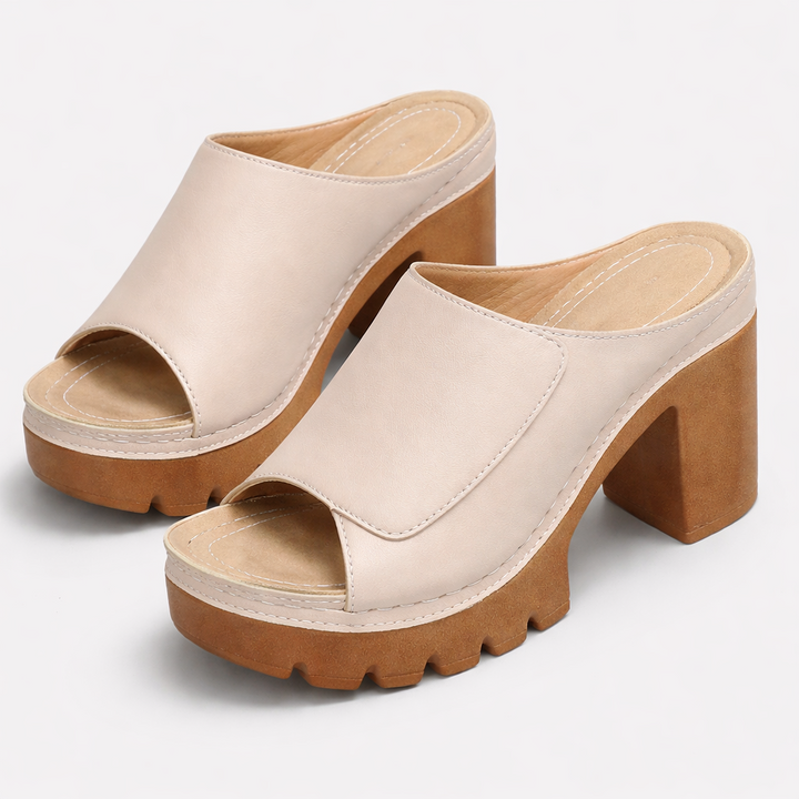 Ayla | Stylish Chunky Platform Block Heel Mule Sandals