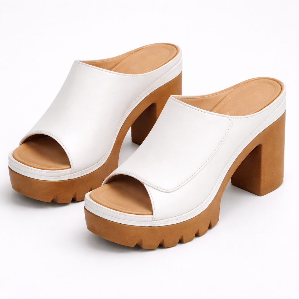 Ayla | Stylish Chunky Platform Block Heel Mule Sandals