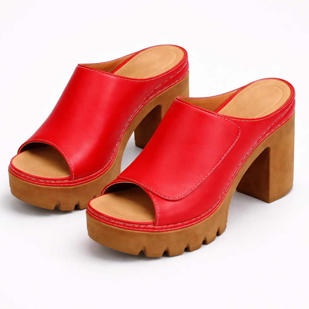 Ayla | Stylish Chunky Platform Block Heel Mule Sandals