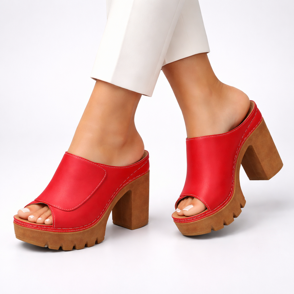 Ayla | Stylish Chunky Platform Block Heel Mule Sandals