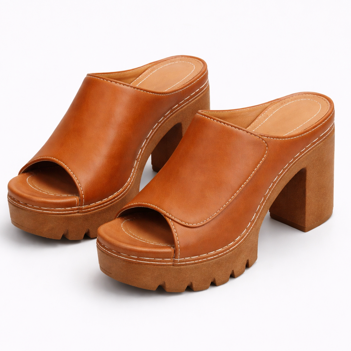Ayla | Stylish Chunky Platform Block Heel Mule Sandals