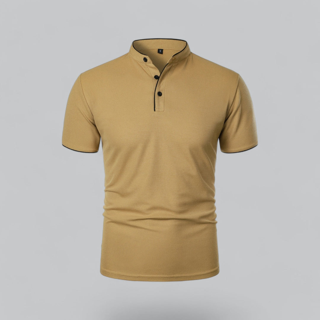 Beau | Refined Three-Button Mandarin Collar Short Sleeve Shirt