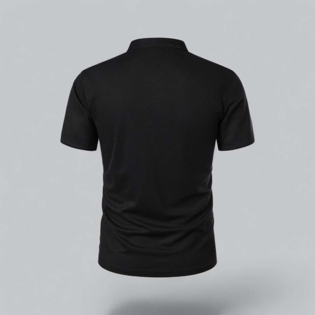 Beau | Refined Three-Button Mandarin Collar Short Sleeve Shirt