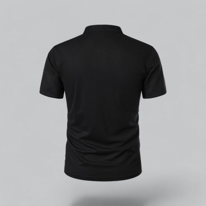 Beau | Refined Three-Button Mandarin Collar Short Sleeve Shirt