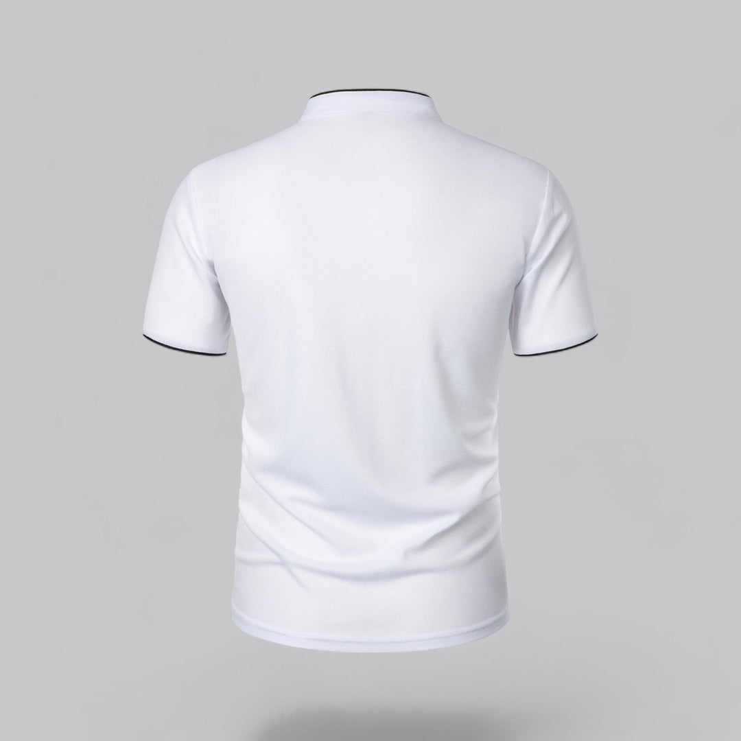 Beau | Refined Three-Button Mandarin Collar Short Sleeve Shirt