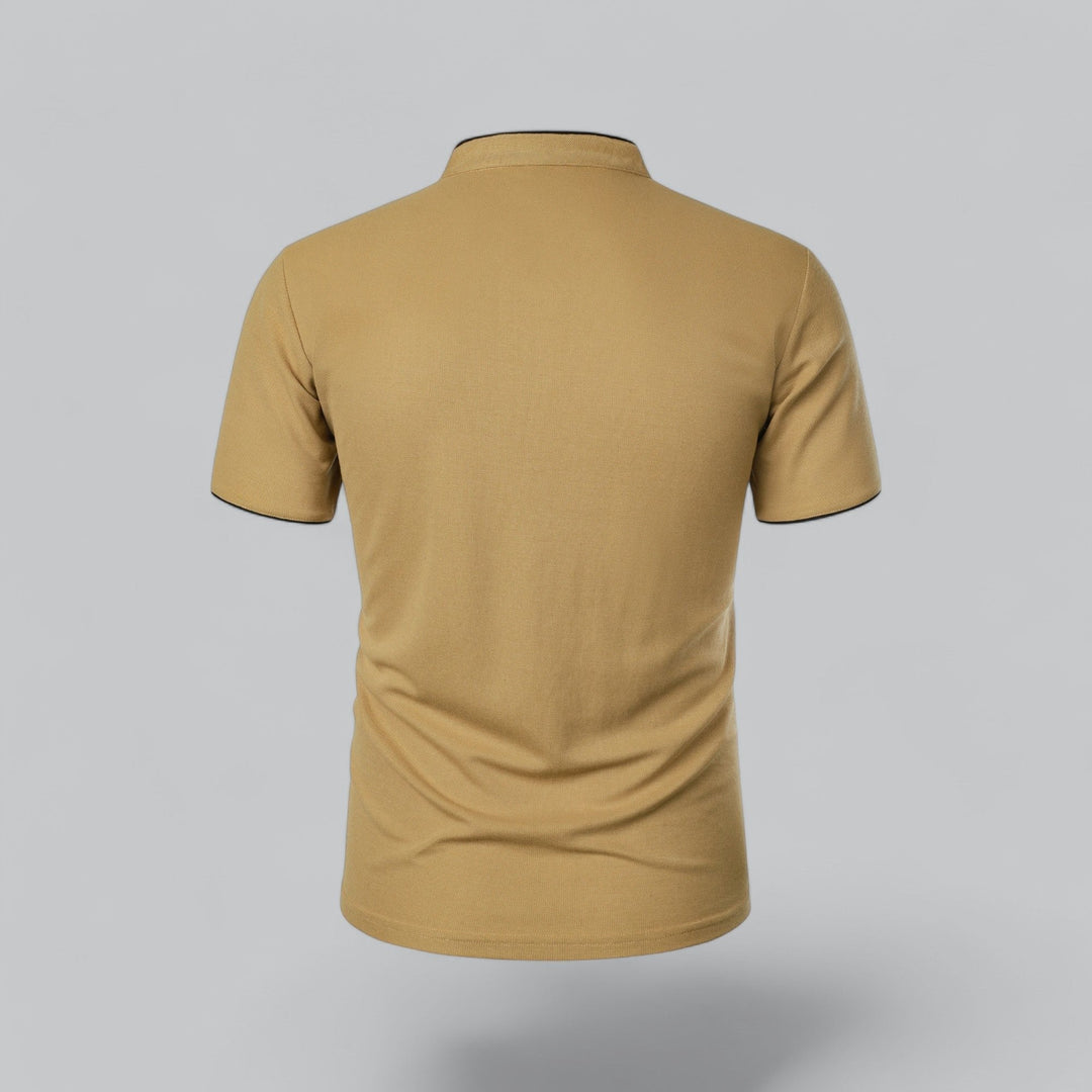 Beau | Refined Three-Button Mandarin Collar Short Sleeve Shirt