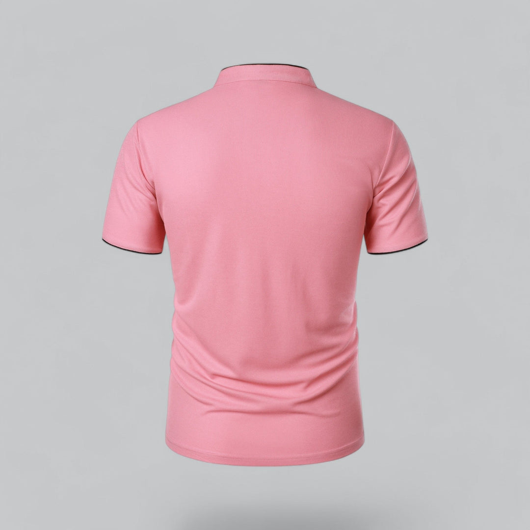 Beau | Refined Three-Button Mandarin Collar Short Sleeve Shirt