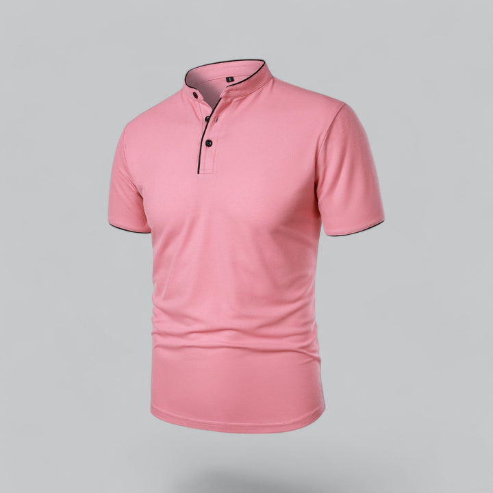 Beau | Refined Three-Button Mandarin Collar Short Sleeve Shirt