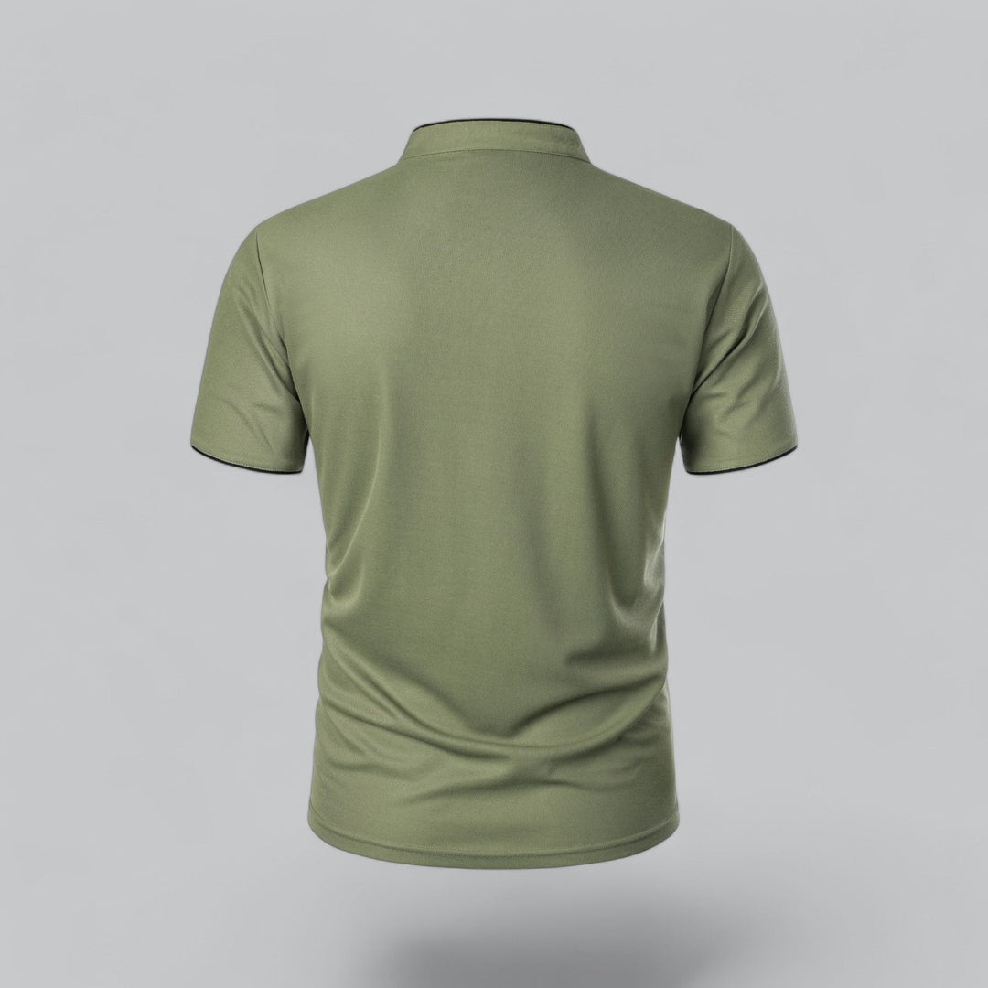 Beau | Refined Three-Button Mandarin Collar Short Sleeve Shirt