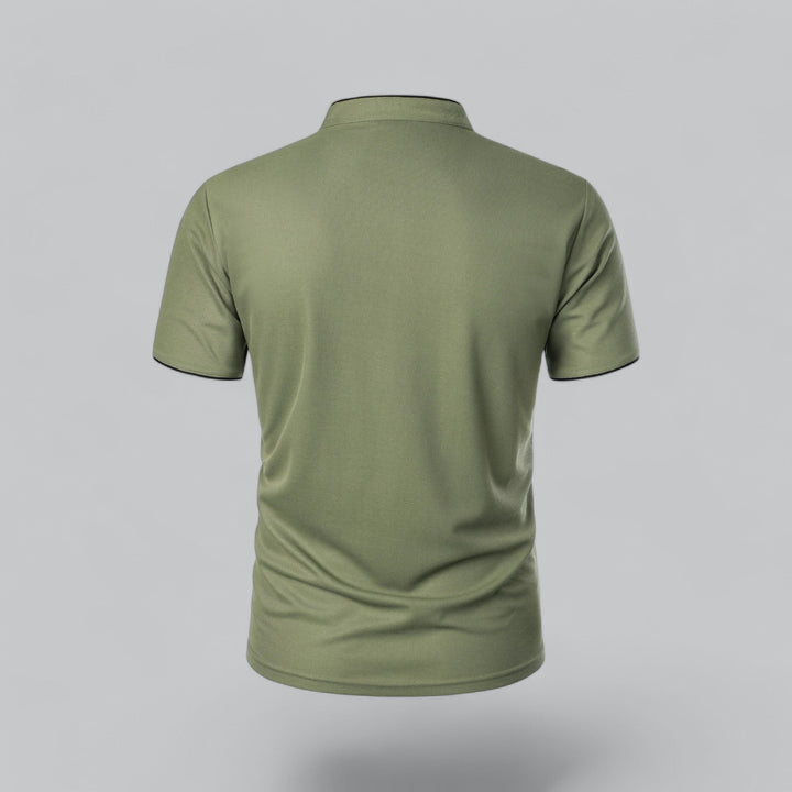 Beau | Refined Three-Button Mandarin Collar Short Sleeve Shirt
