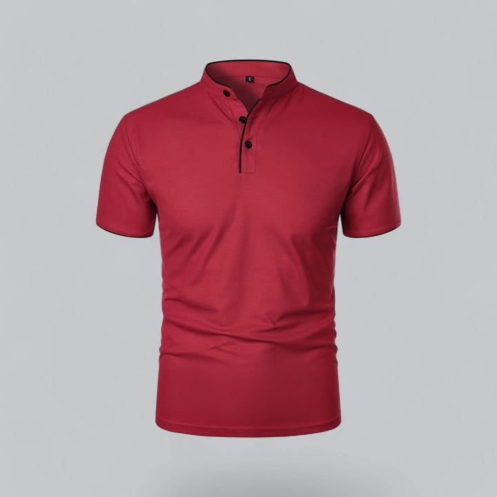 Beau | Refined Three-Button Mandarin Collar Short Sleeve Shirt