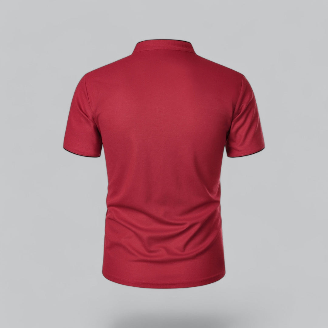 Beau | Refined Three-Button Mandarin Collar Short Sleeve Shirt