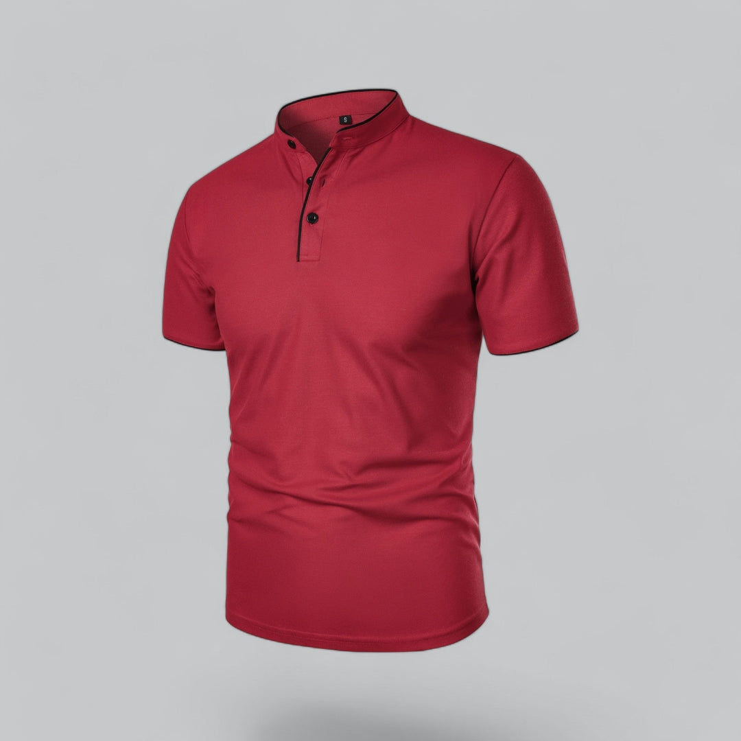 Beau | Refined Three-Button Mandarin Collar Short Sleeve Shirt