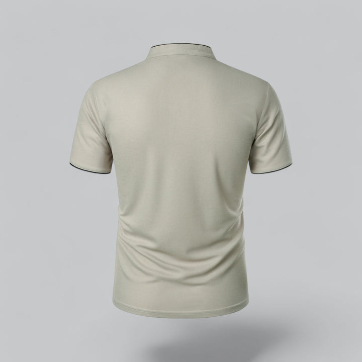 Beau | Refined Three-Button Mandarin Collar Short Sleeve Shirt
