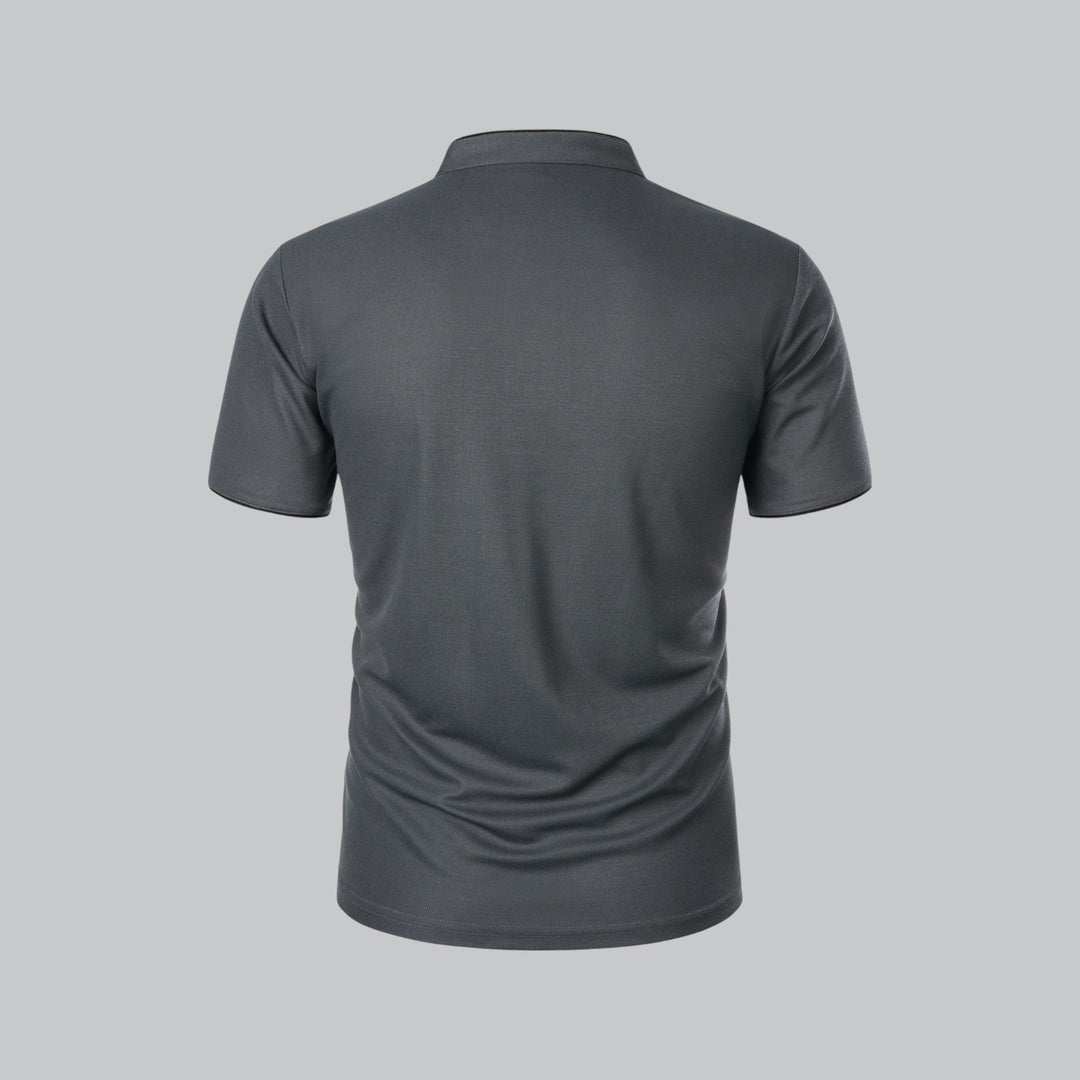 Beau | Refined Three-Button Mandarin Collar Short Sleeve Shirt