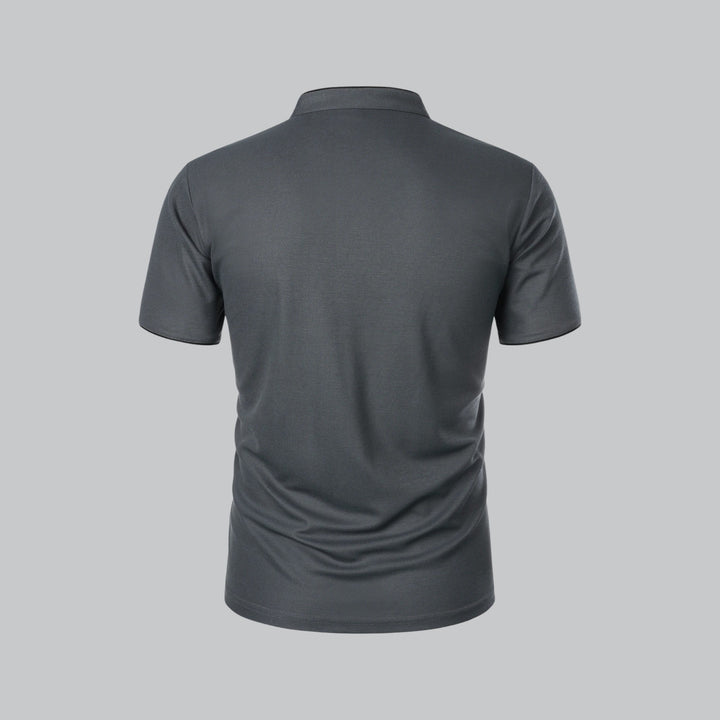 Beau | Refined Three-Button Mandarin Collar Short Sleeve Shirt
