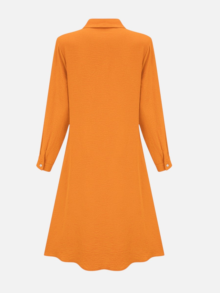 Bella | Chic Button Front Shirt Collar Midi Dress