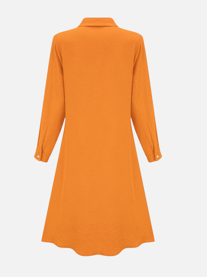 Bella | Chic Button Front Shirt Collar Midi Dress