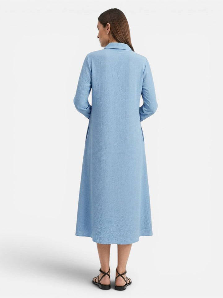 Bella | Chic Button Front Shirt Collar Midi Dress