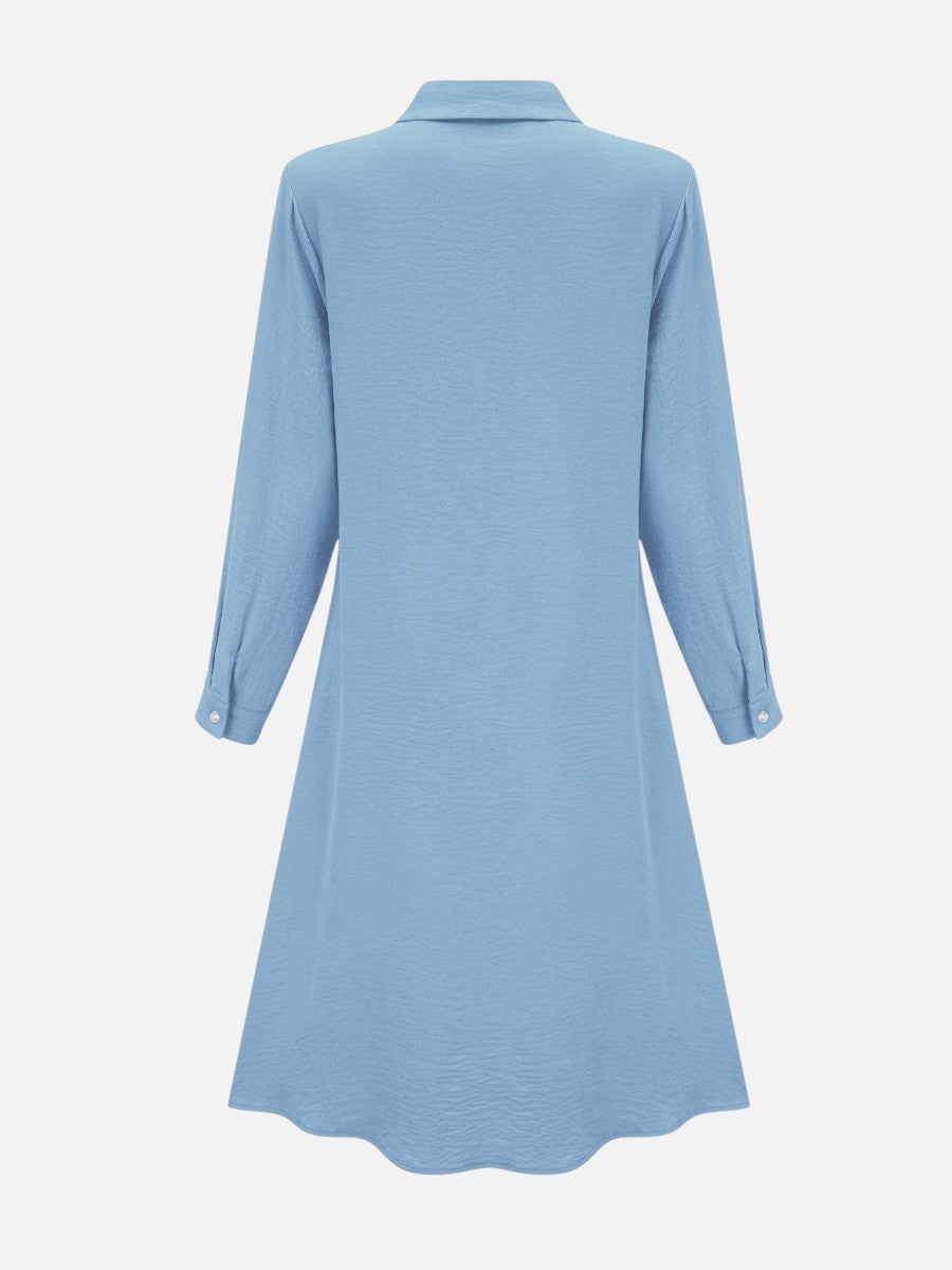 Bella | Chic Button Front Shirt Collar Midi Dress