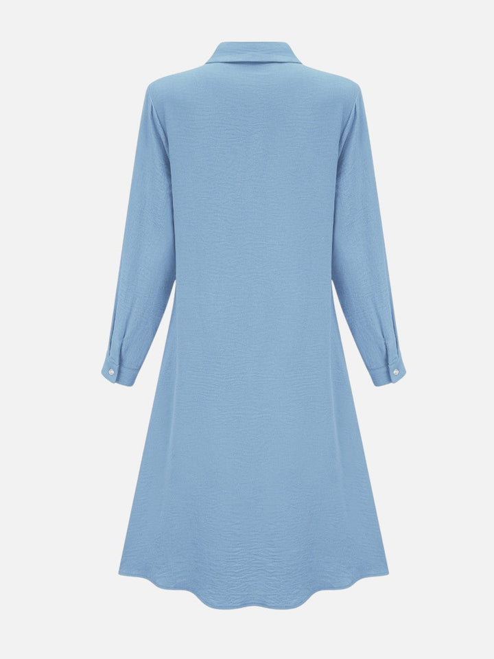 Bella | Chic Button Front Shirt Collar Midi Dress