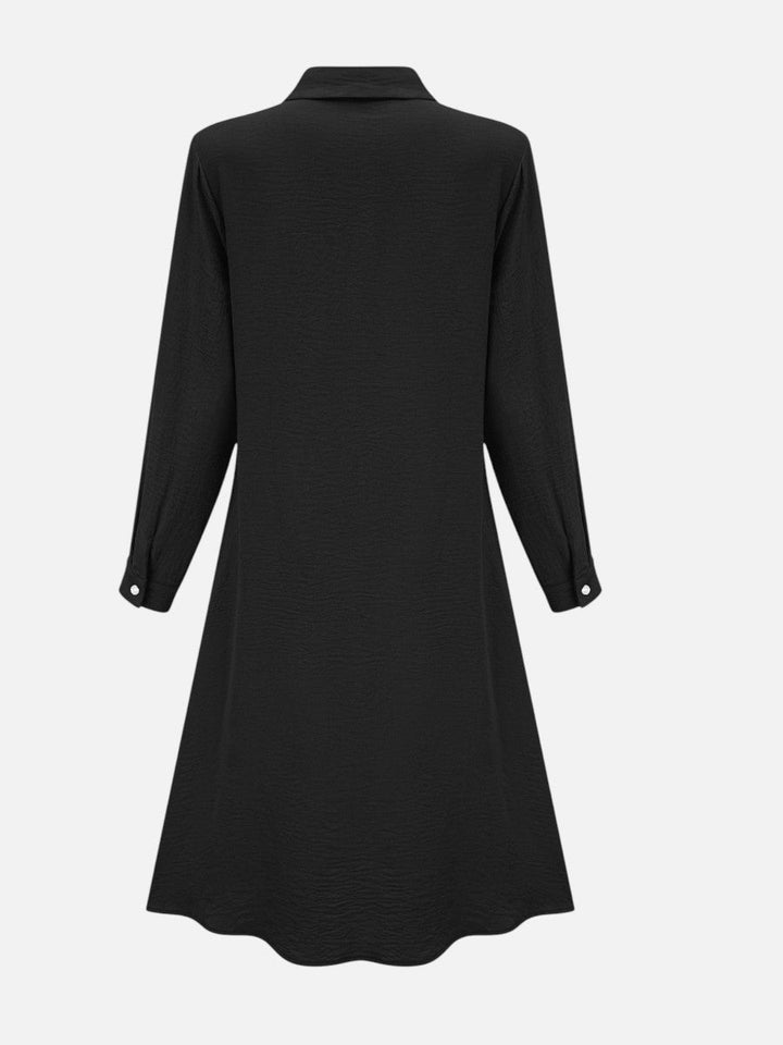 Bella | Chic Button Front Shirt Collar Midi Dress