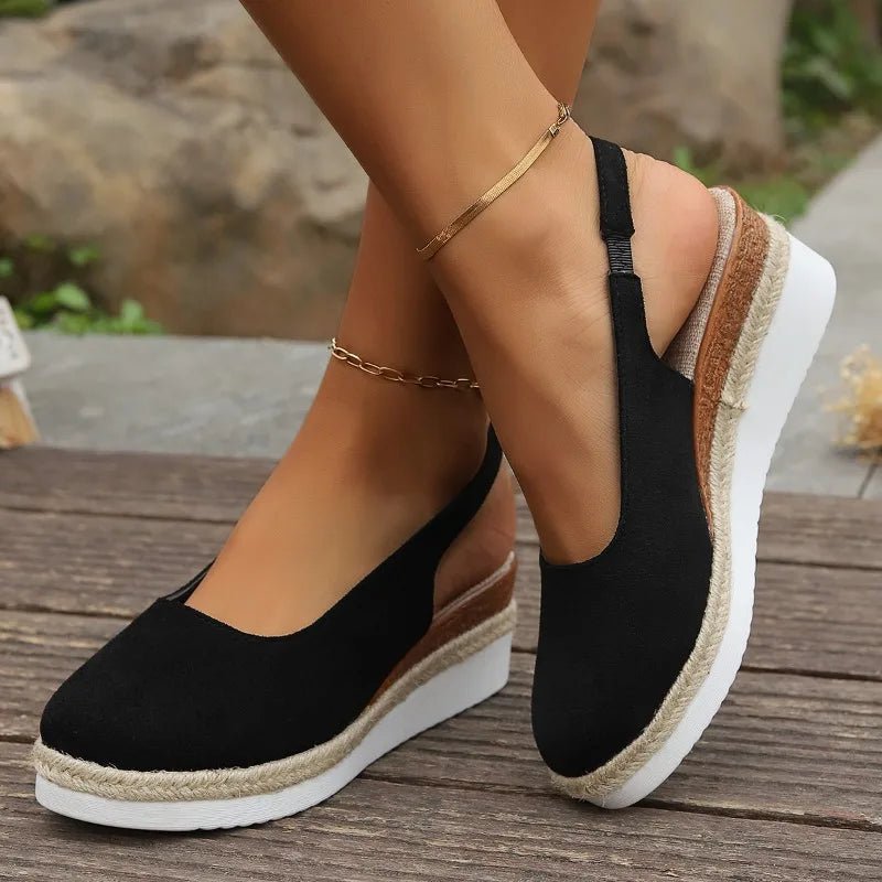 Bella | Closed Toe Slingback Platform Espadrille Wedges