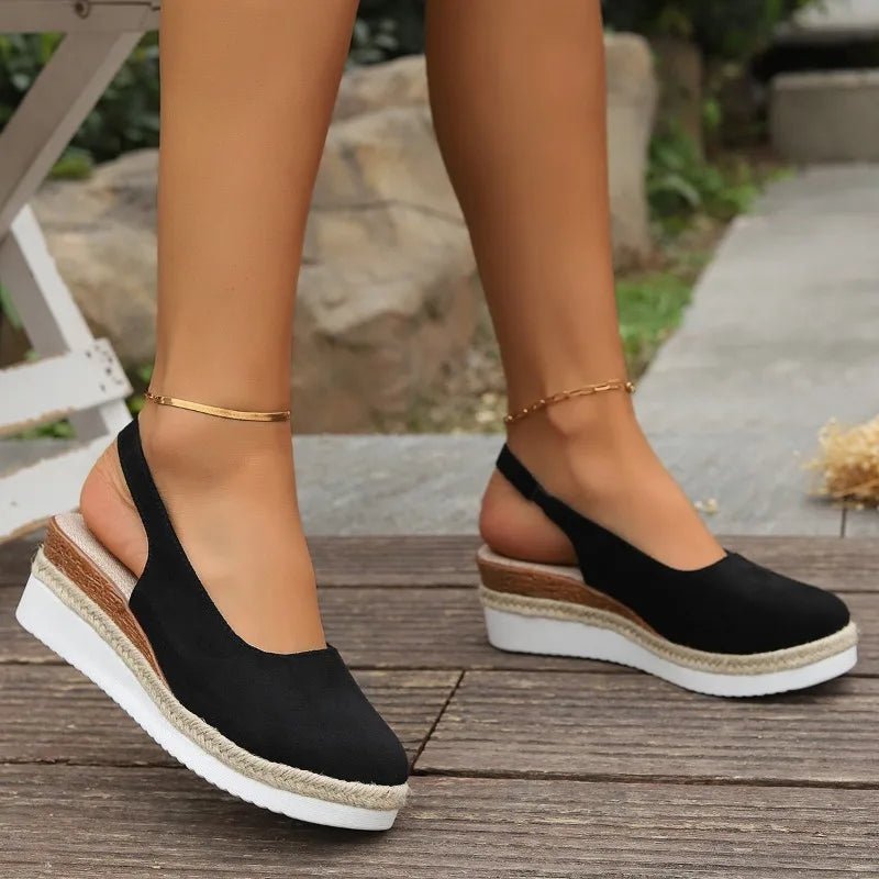 Bella | Closed Toe Slingback Platform Espadrille Wedges