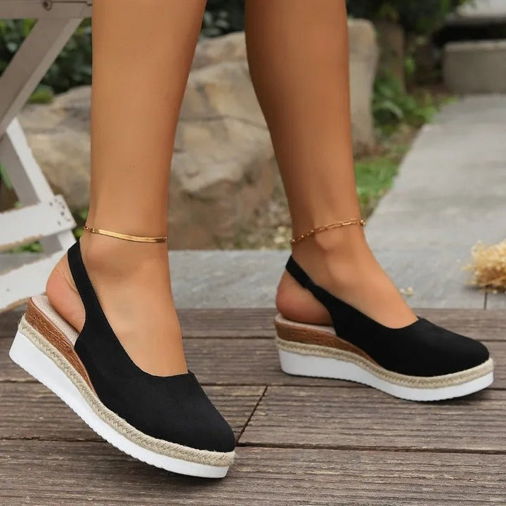 Bella | Closed Toe Slingback Platform Espadrille Wedges