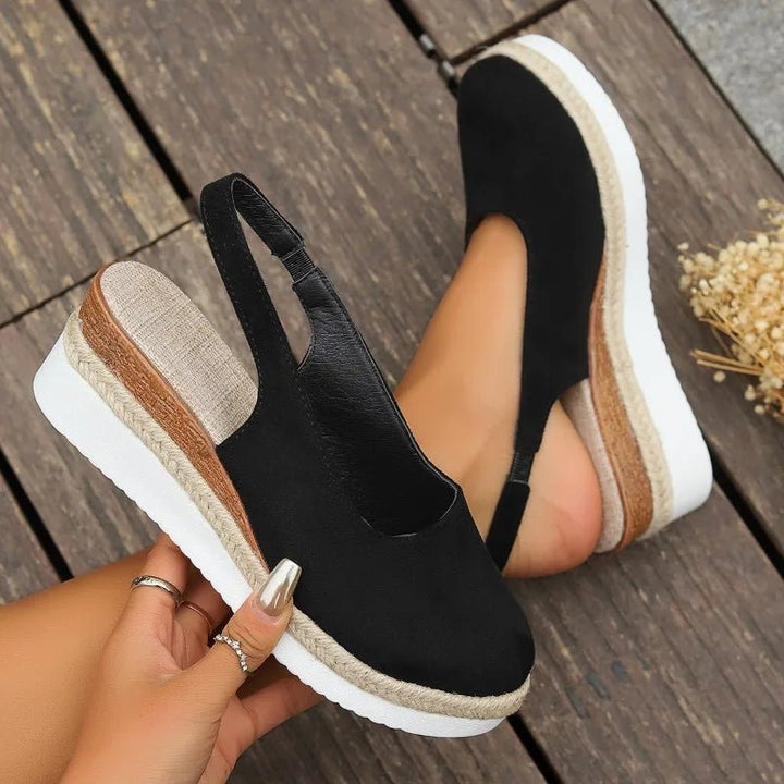Bella | Closed Toe Slingback Platform Espadrille Wedges
