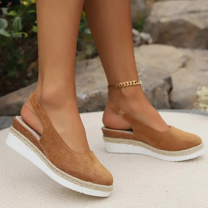Bella | Closed Toe Slingback Platform Espadrille Wedges