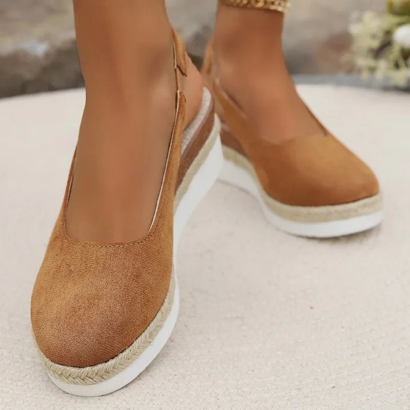 Bella | Closed Toe Slingback Platform Espadrille Wedges