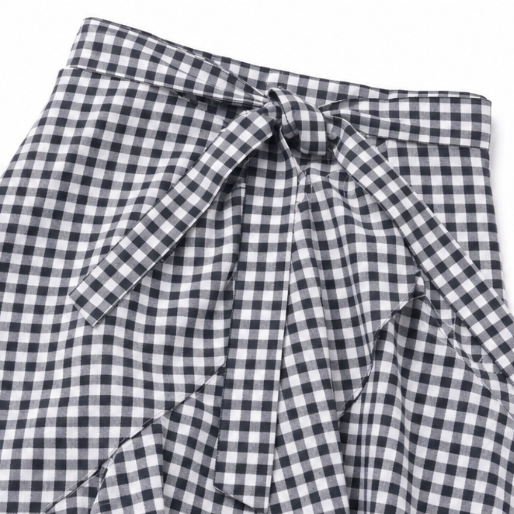 Bella | High Waist Gingham Ruffle Maxi Skirt