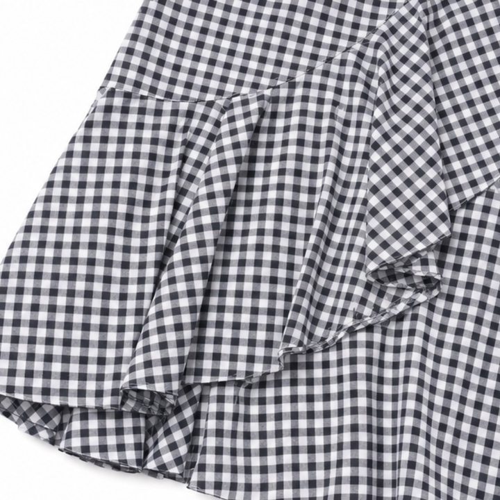 Bella | High Waist Gingham Ruffle Maxi Skirt