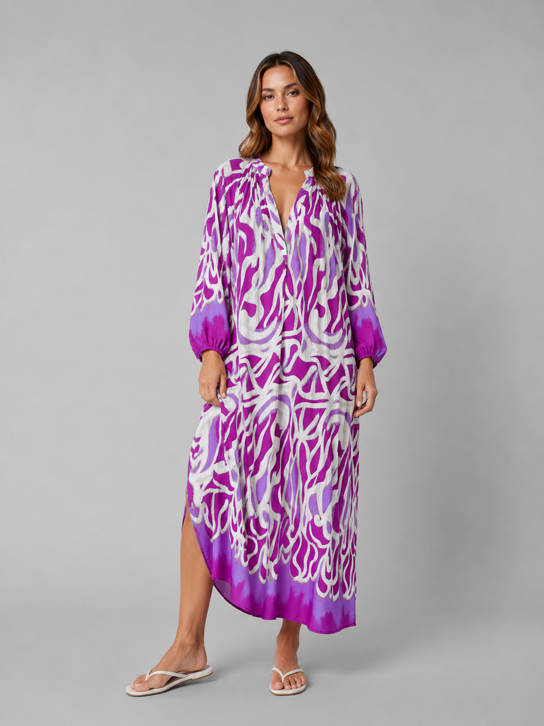 Bella | Relaxed Abstract Print Maxi Casual Dress